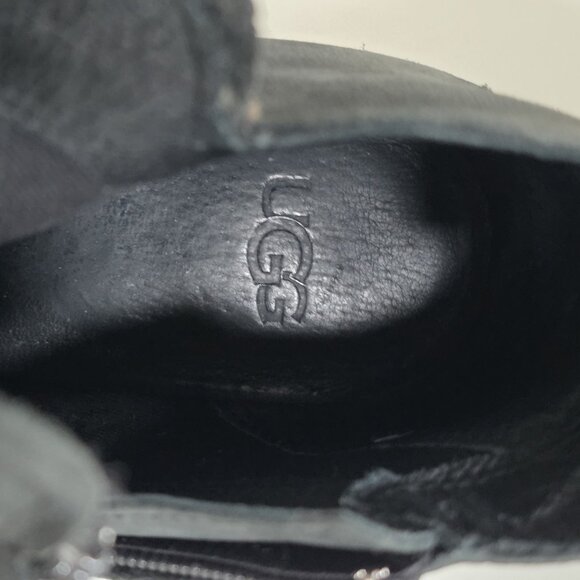 UGG Pixley Boots Womens 7.5 Black Gray Nubuk Ankle Stacked Heel Y2K SN 1095057 - Picture 13 of 15